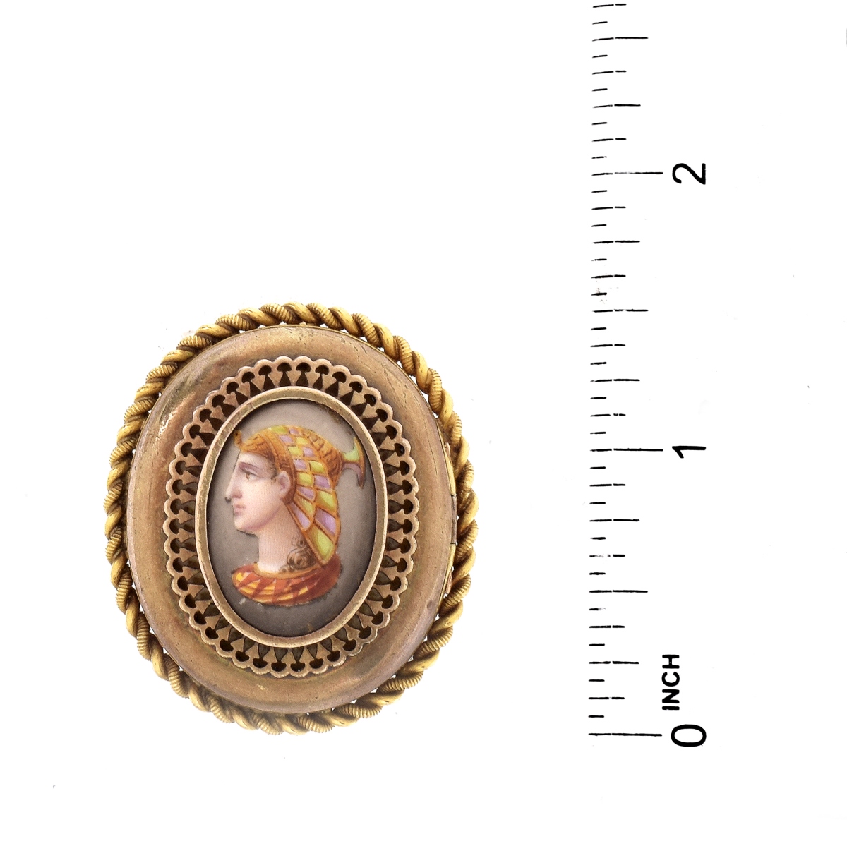 Antique Porcelain and 14K Pendant / Brooch