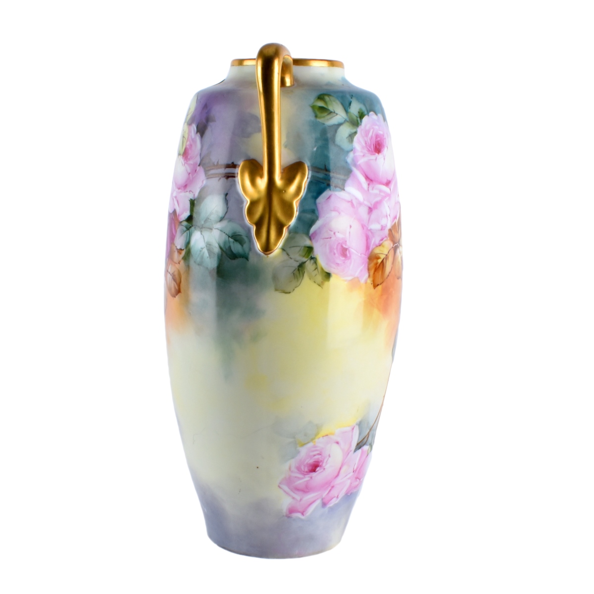 Antique Austrian Gilded Porcelain Handled Vase