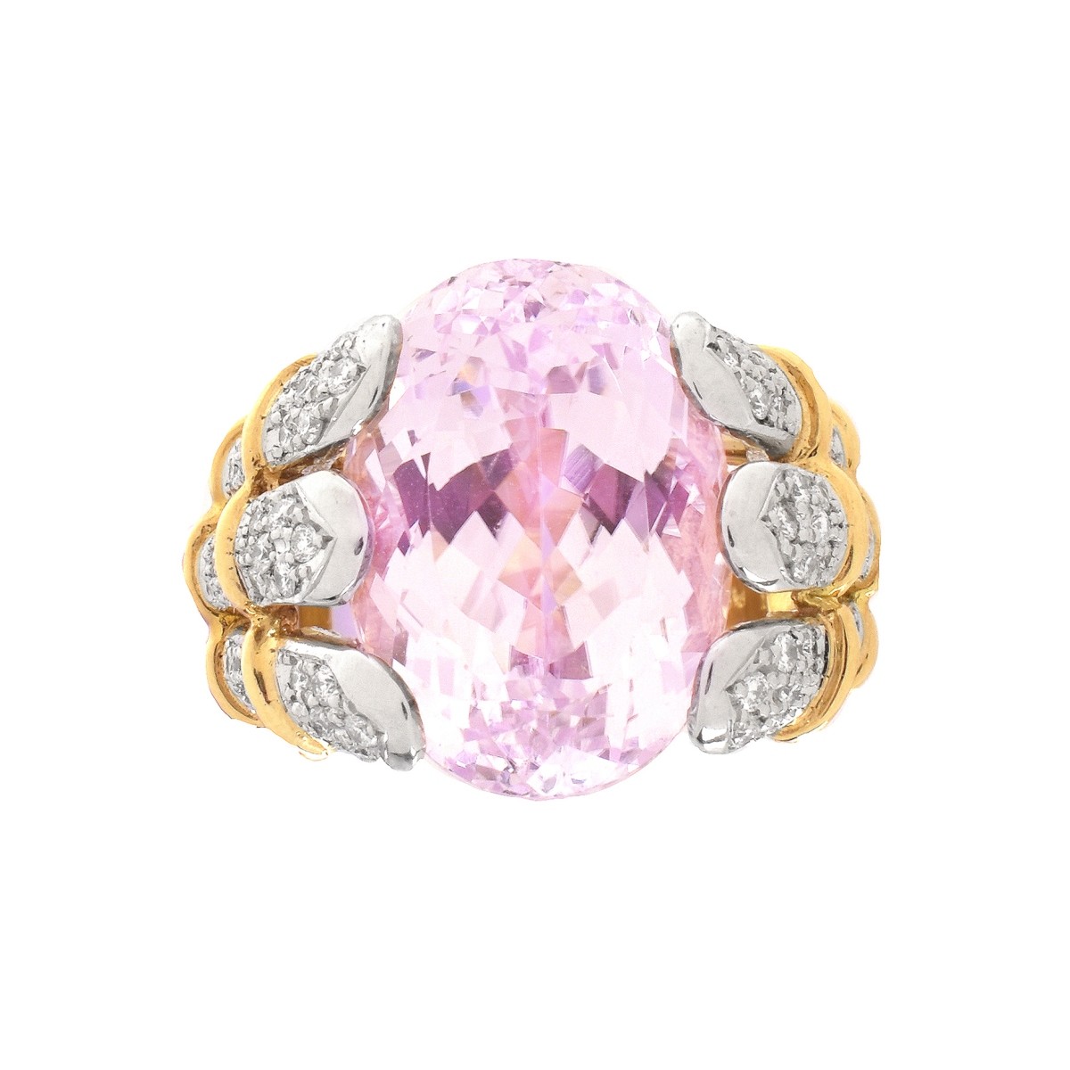 Kunzite, Diamond, 18K and Platinum Ring