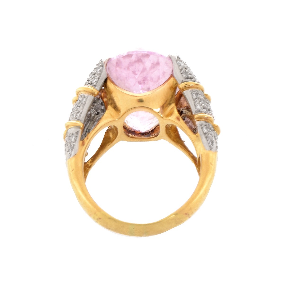 Kunzite, Diamond, 18K and Platinum Ring