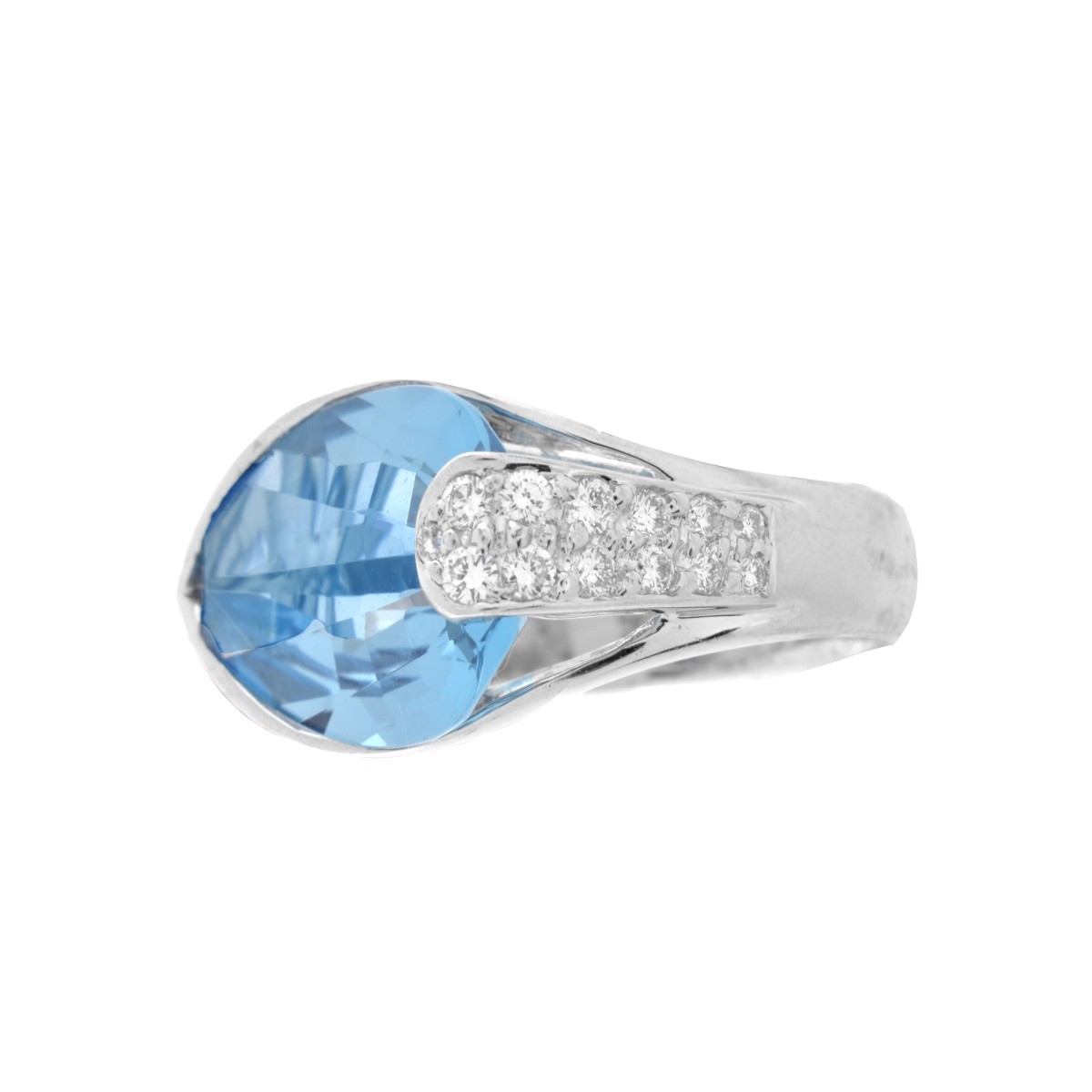 London Topaz, Diamond and 18K Ring