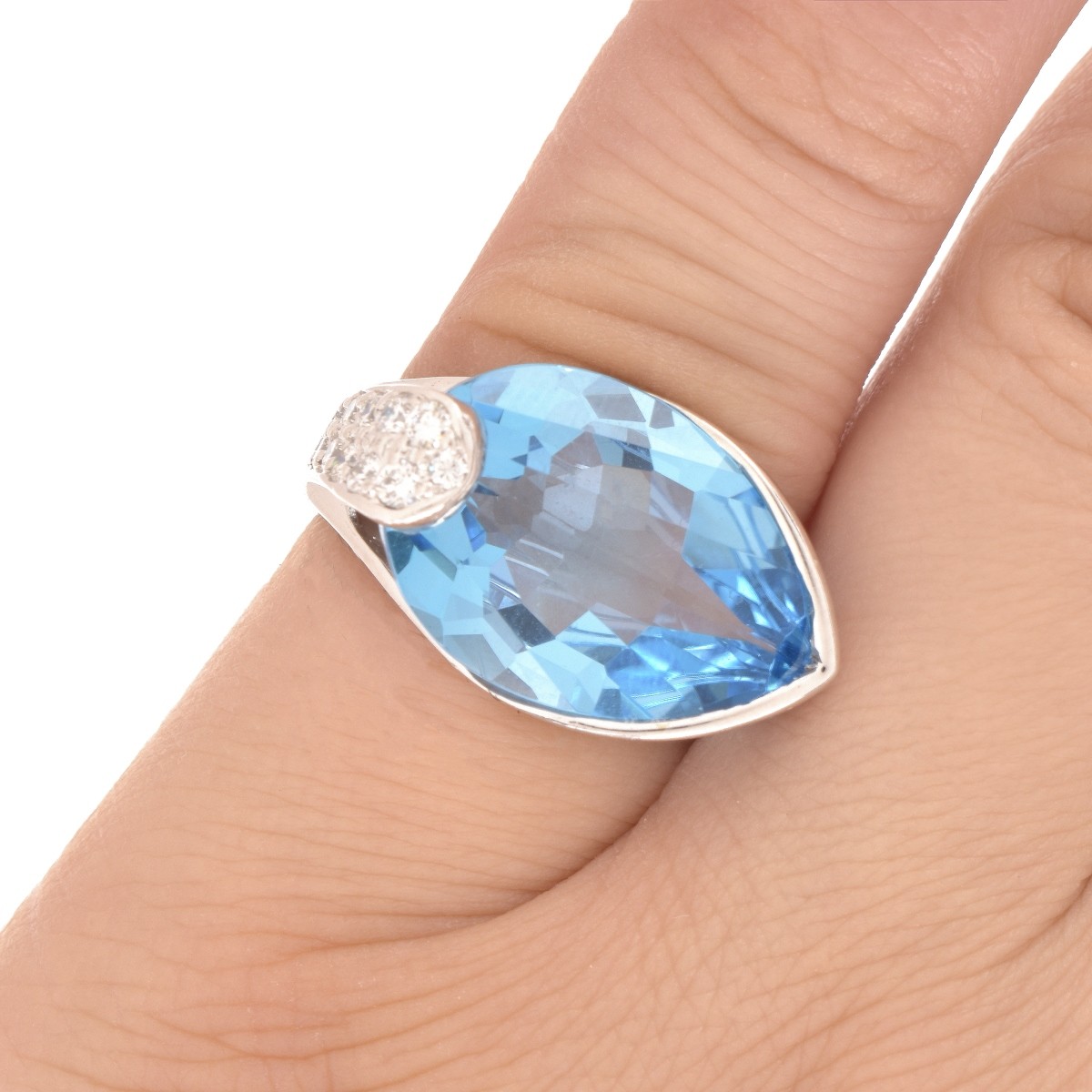 London Topaz, Diamond and 18K Ring