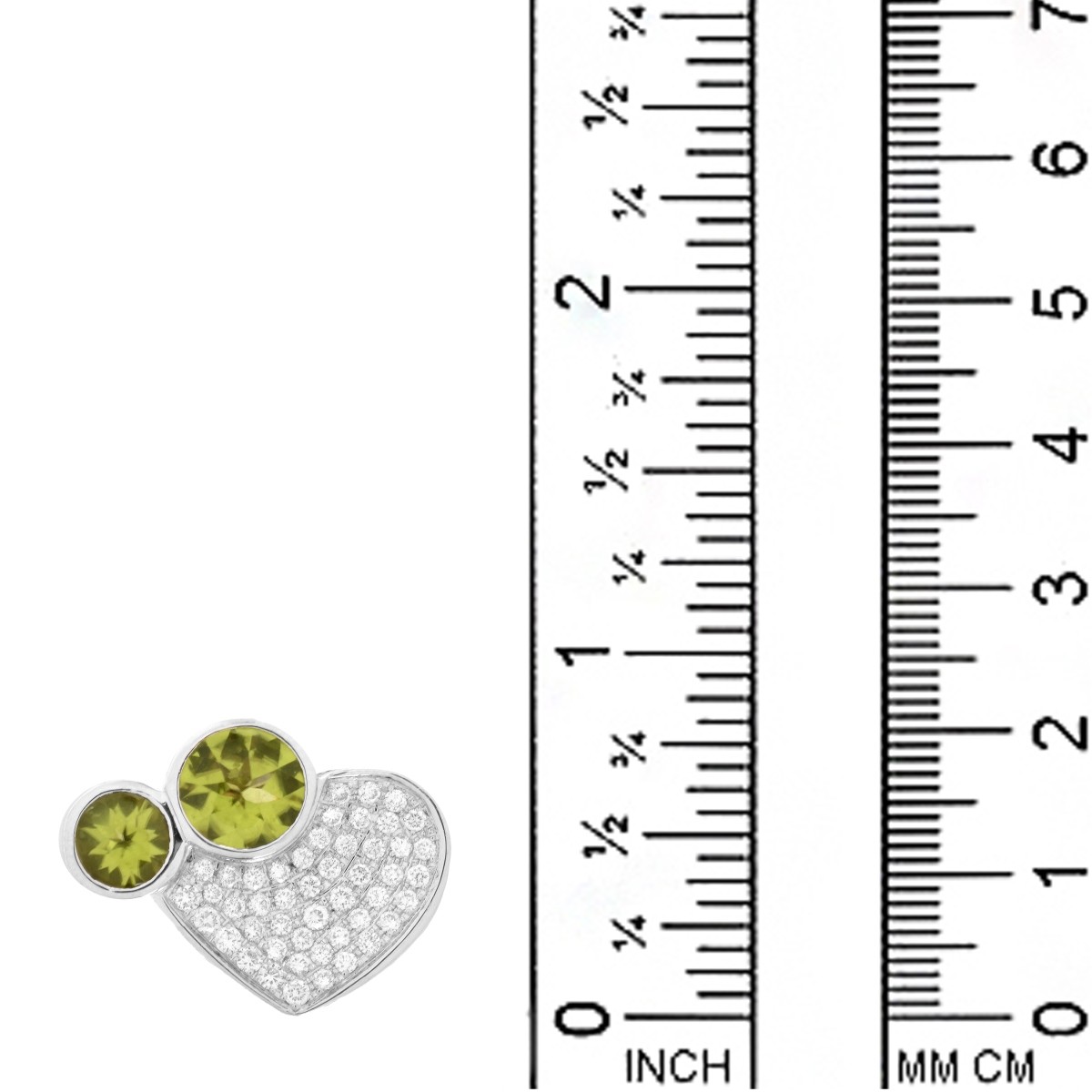 Peridot, Diamond and 18K Heart Ring