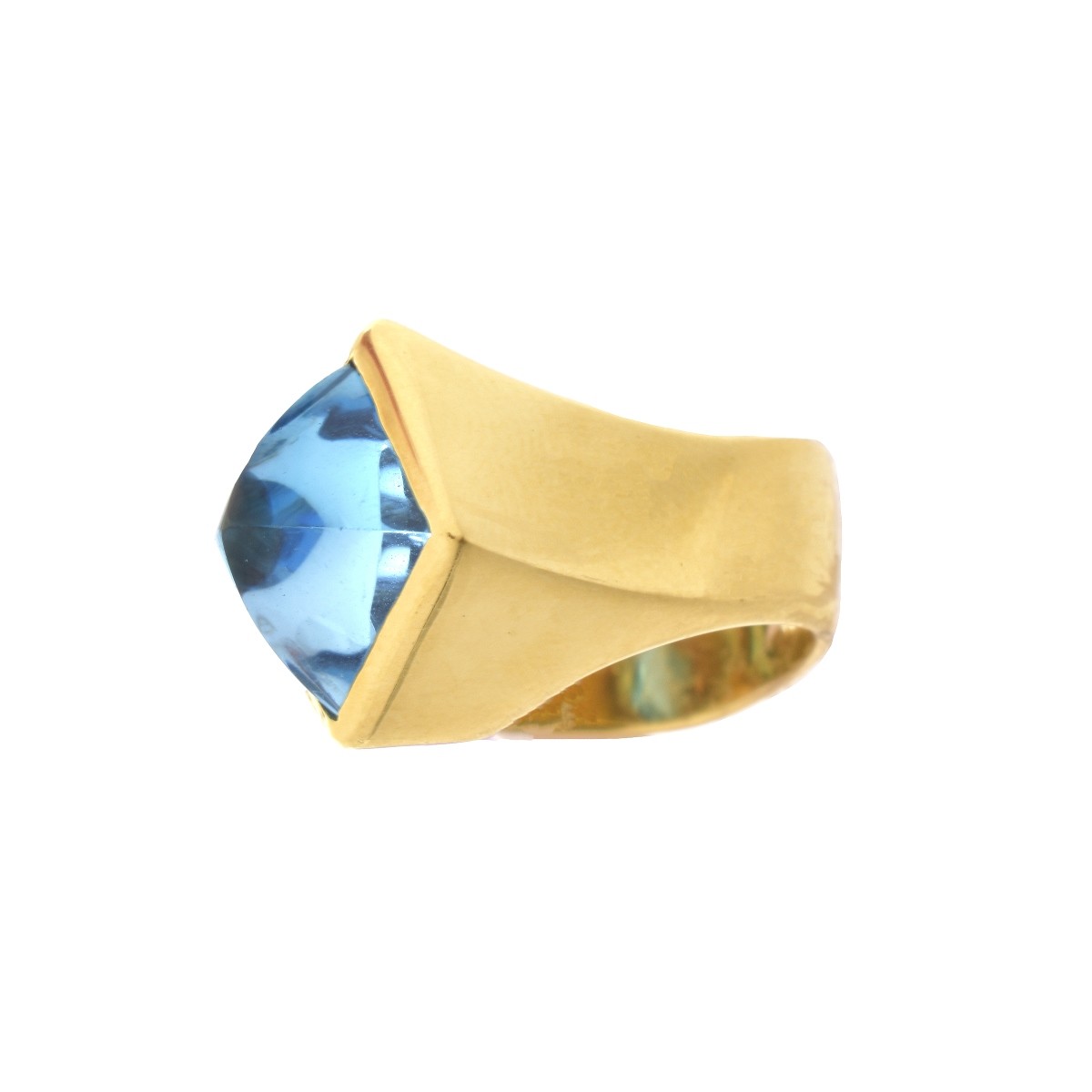 Blue Topaz, Diamond and 18K Ring