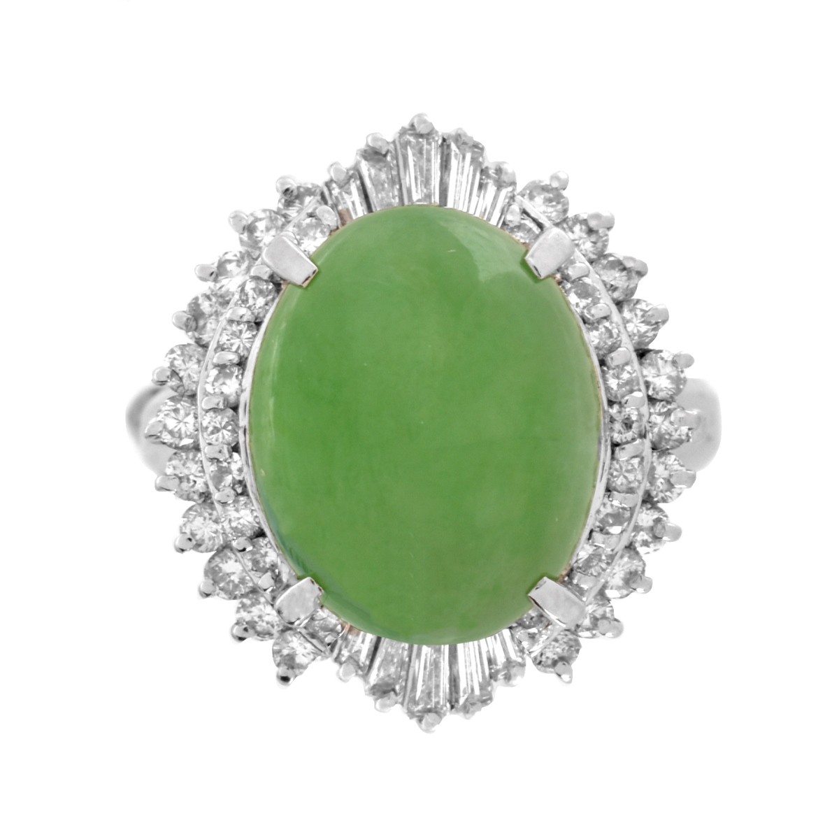 Jade, Diamond and Platinum Ring