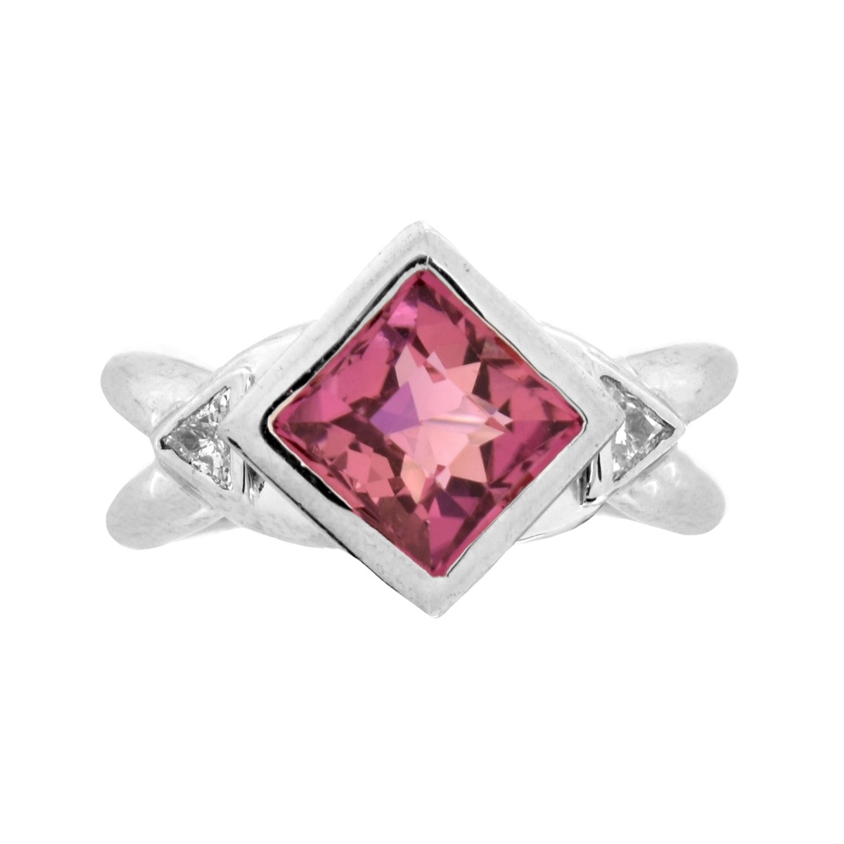 Pink Tourmaline, Diamond and Platinum Ring