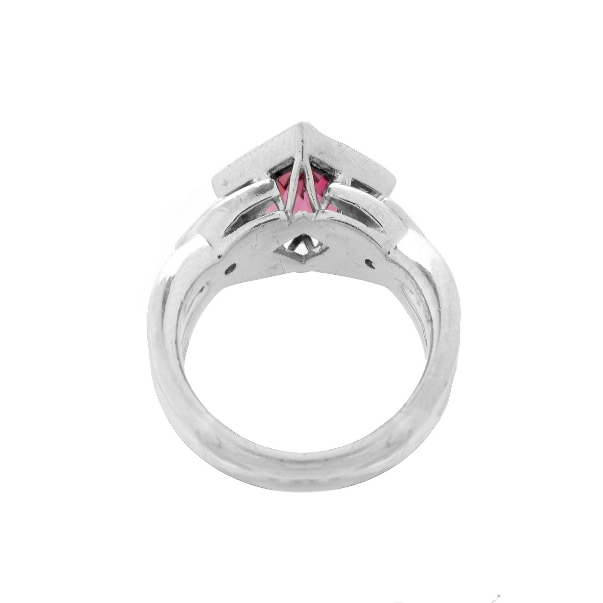 Pink Tourmaline, Diamond and Platinum Ring
