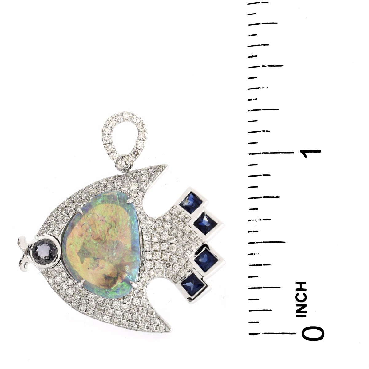 Black Opal, Diamond and 18K Gold Pendant