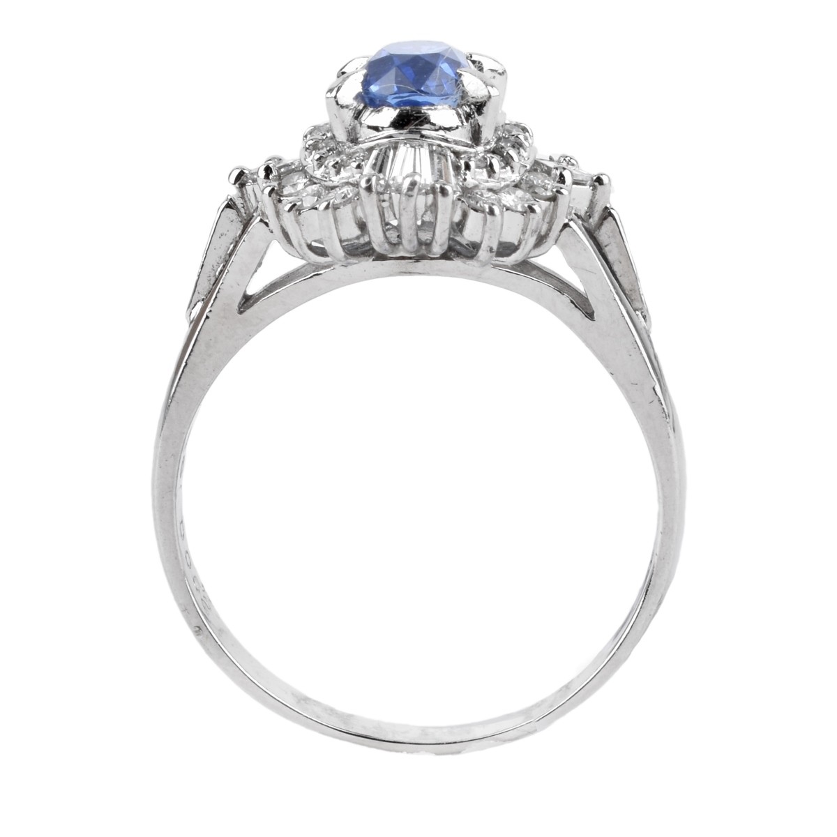 Sapphire, Diamond and Platinum Ring