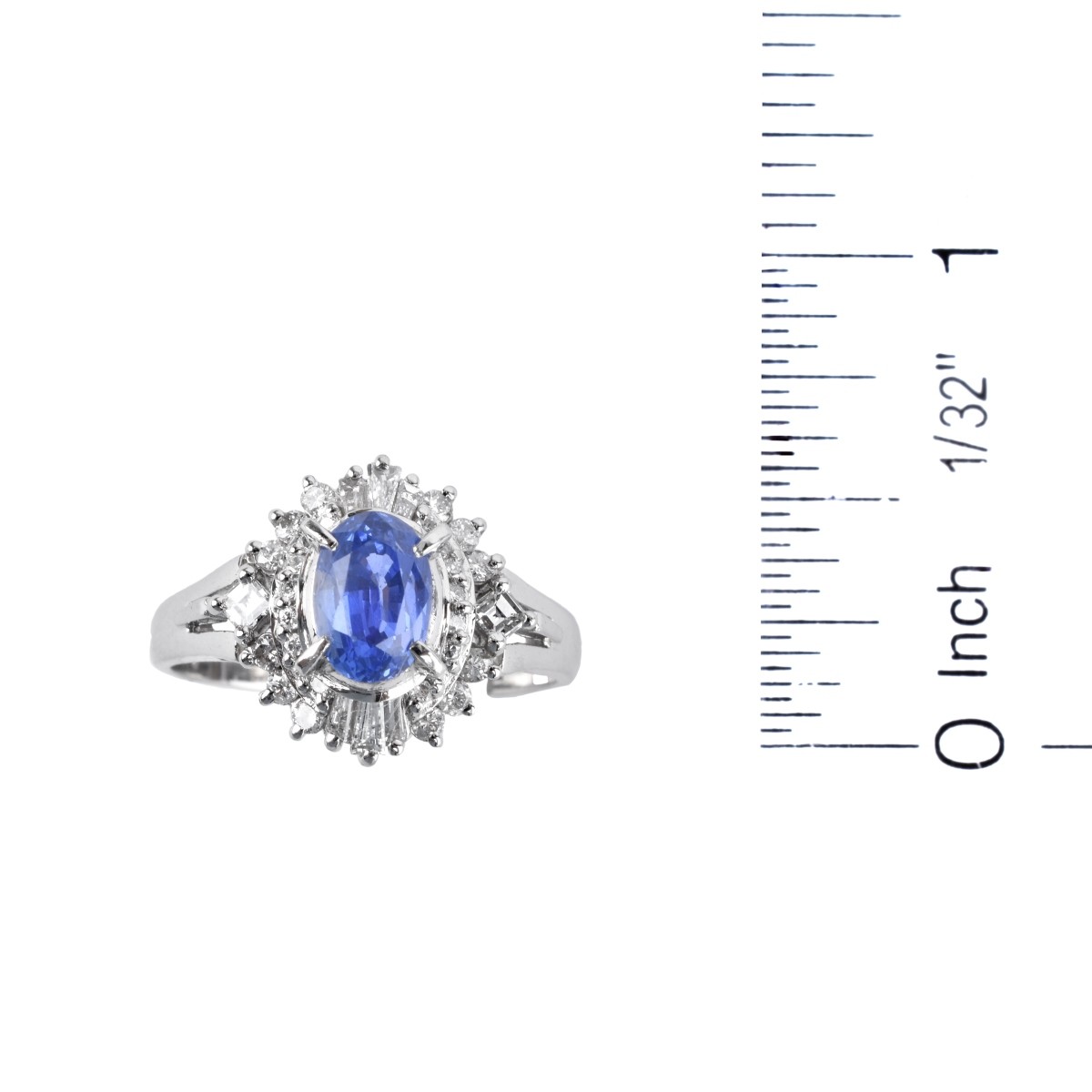 Sapphire, Diamond and Platinum Ring