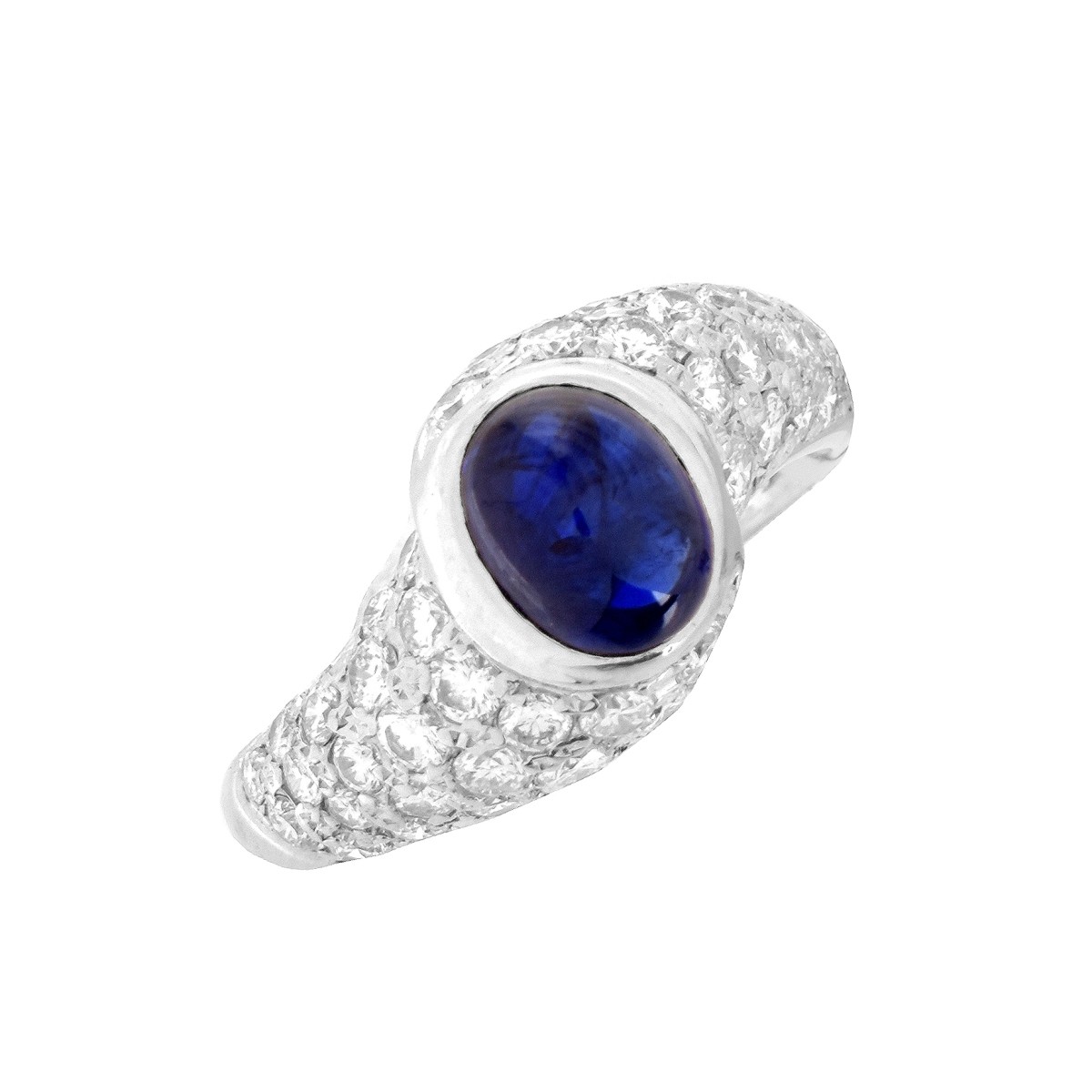 Sapphire, Diamond and Platinum Ring