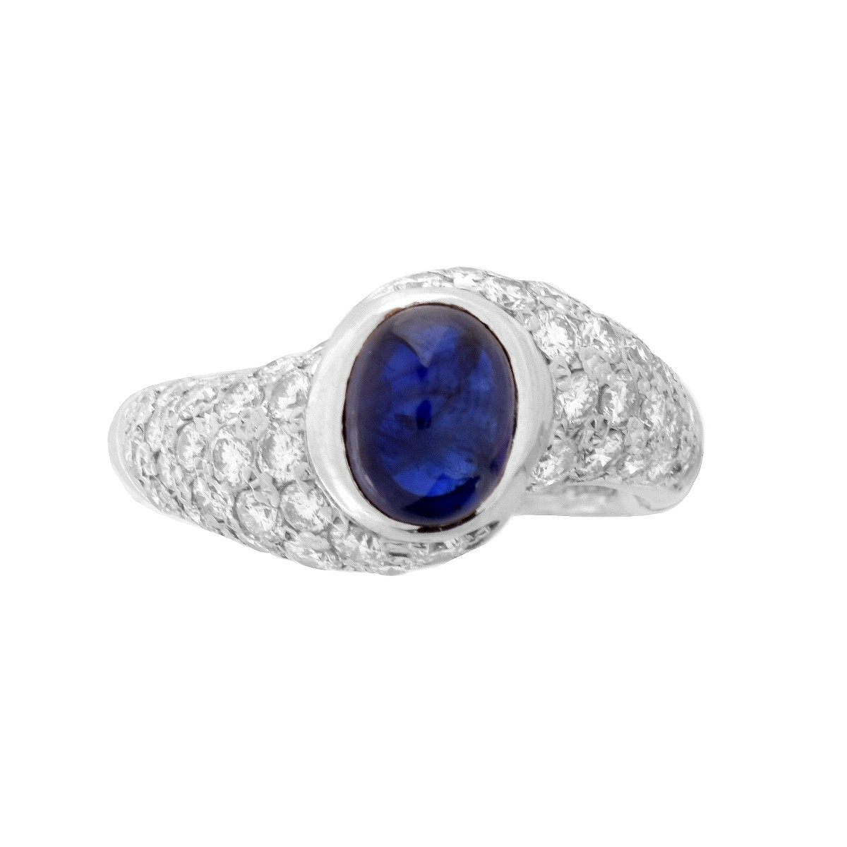 Sapphire, Diamond and Platinum Ring