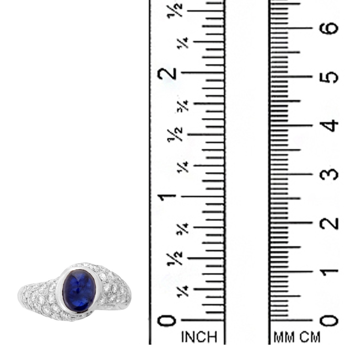 Sapphire, Diamond and Platinum Ring