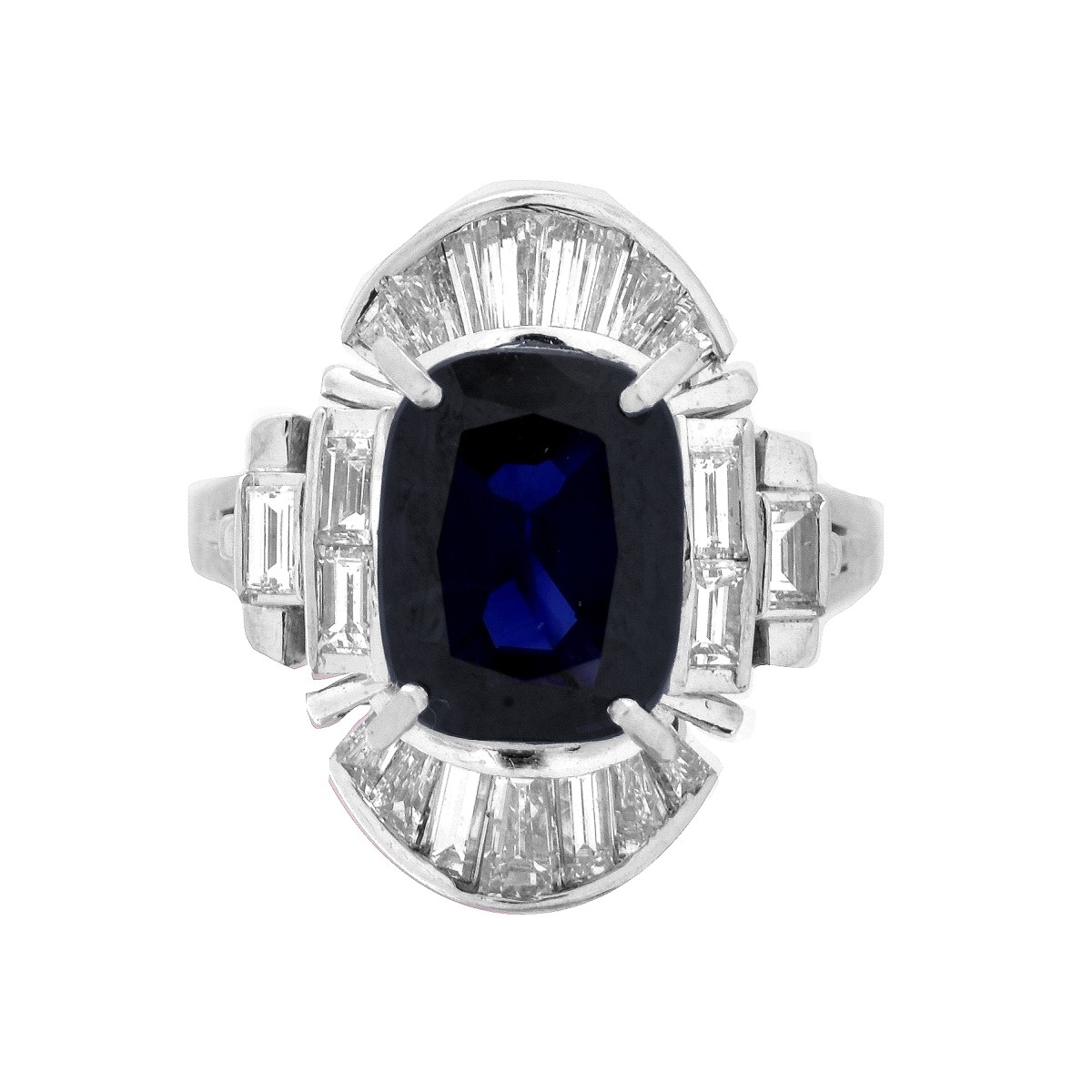 Sapphire, Diamond and Platinum Ring