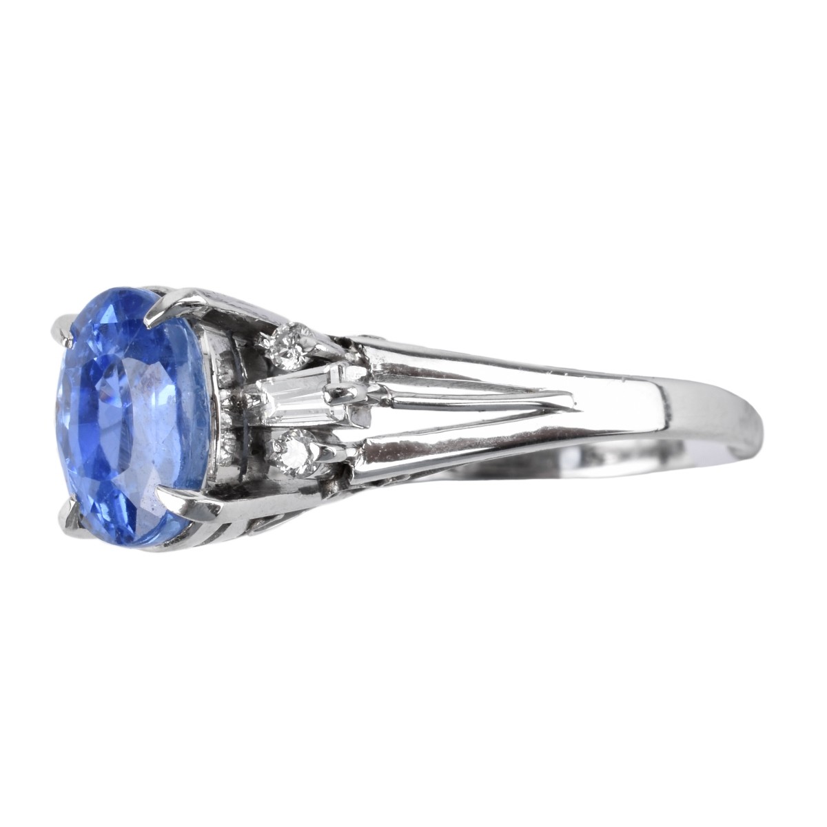 Sapphire, Diamond and Platinum Ring