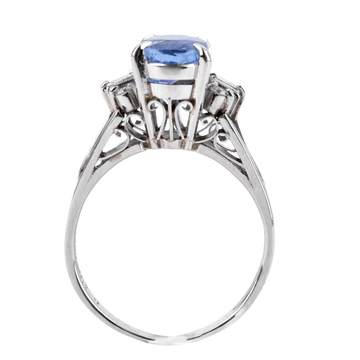 Sapphire, Diamond and Platinum Ring