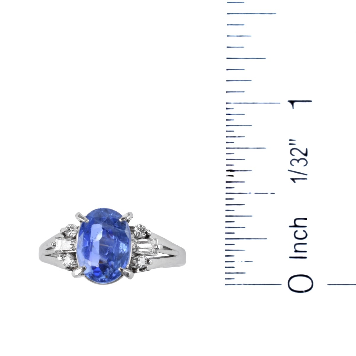 Sapphire, Diamond and Platinum Ring