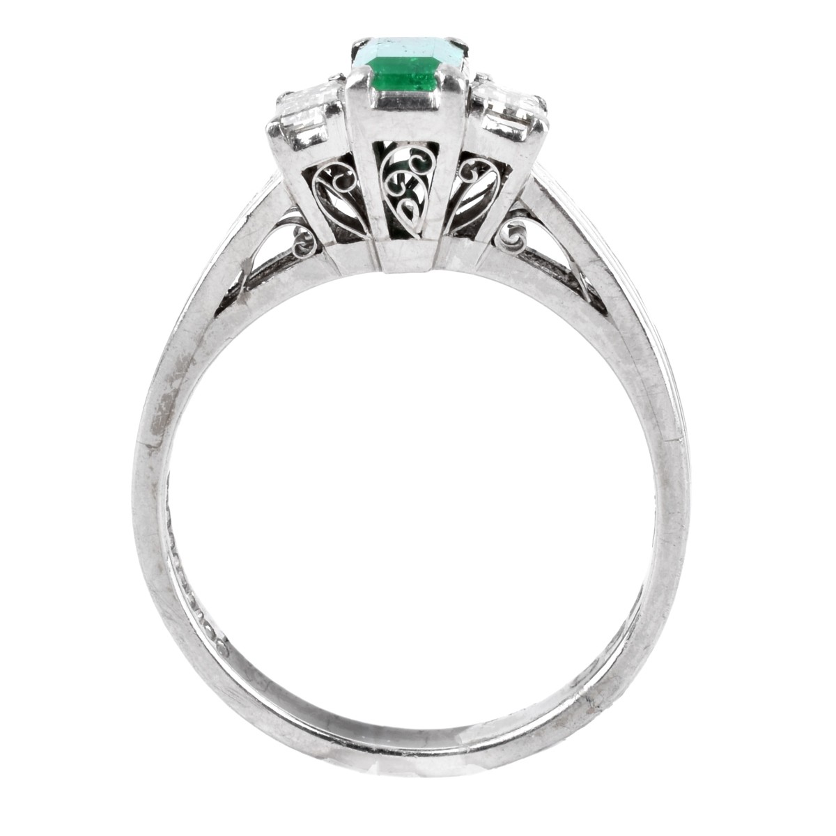 Emerald, Diamond and Platinum Ring