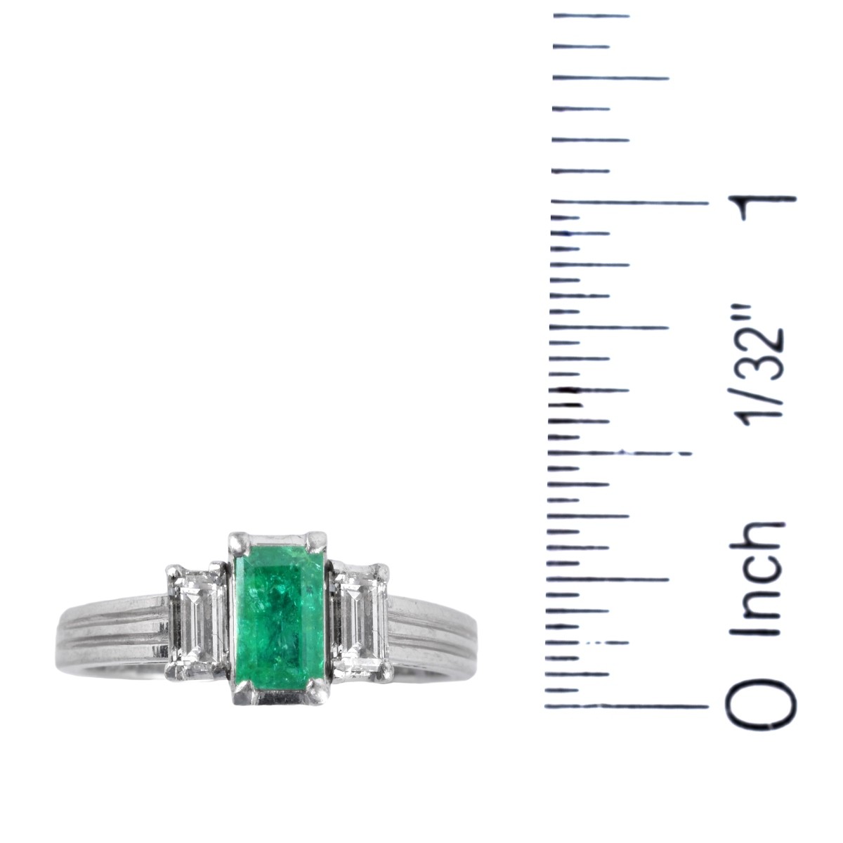 Emerald, Diamond and Platinum Ring