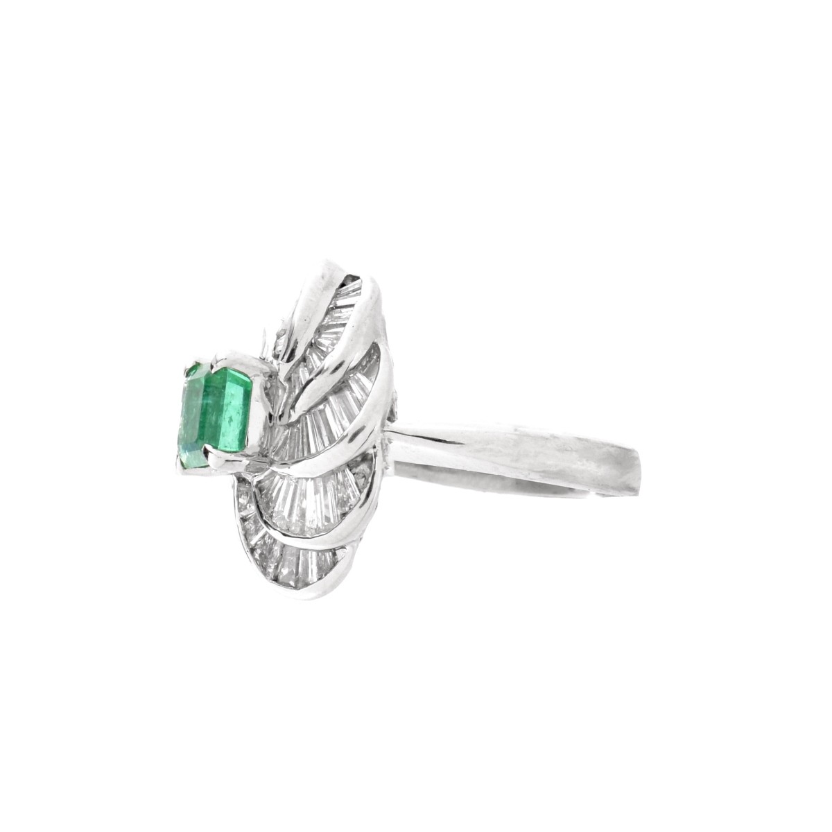 Emerald, Diamond and Platinum Ring