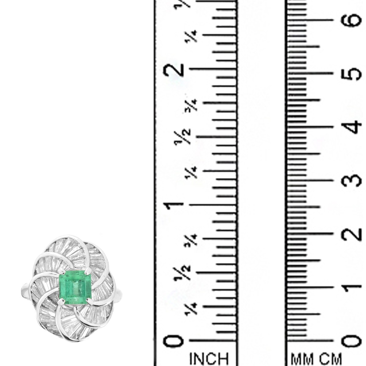 Emerald, Diamond and Platinum Ring