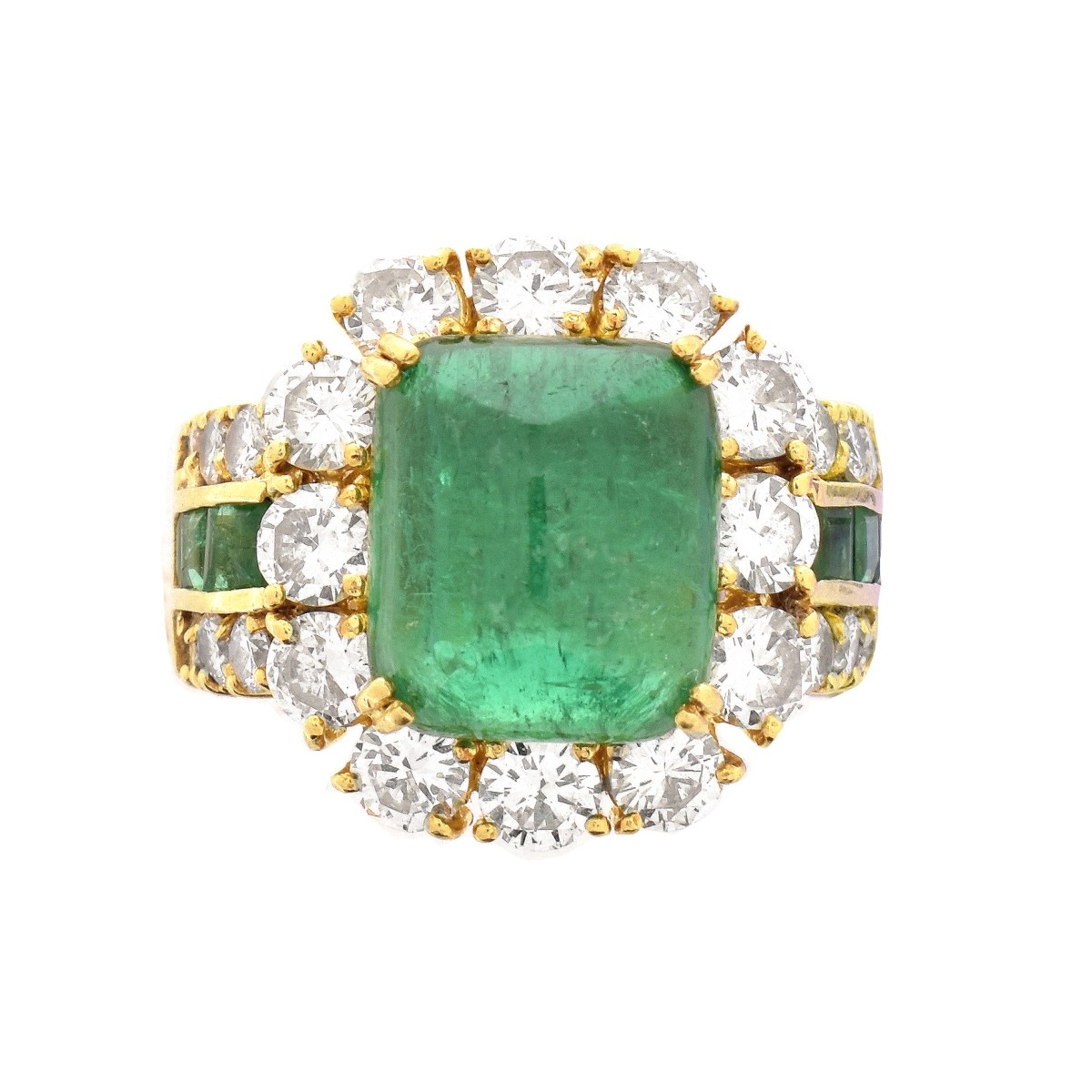 Sugarloaf Emerald, Diamond and 18K Ring