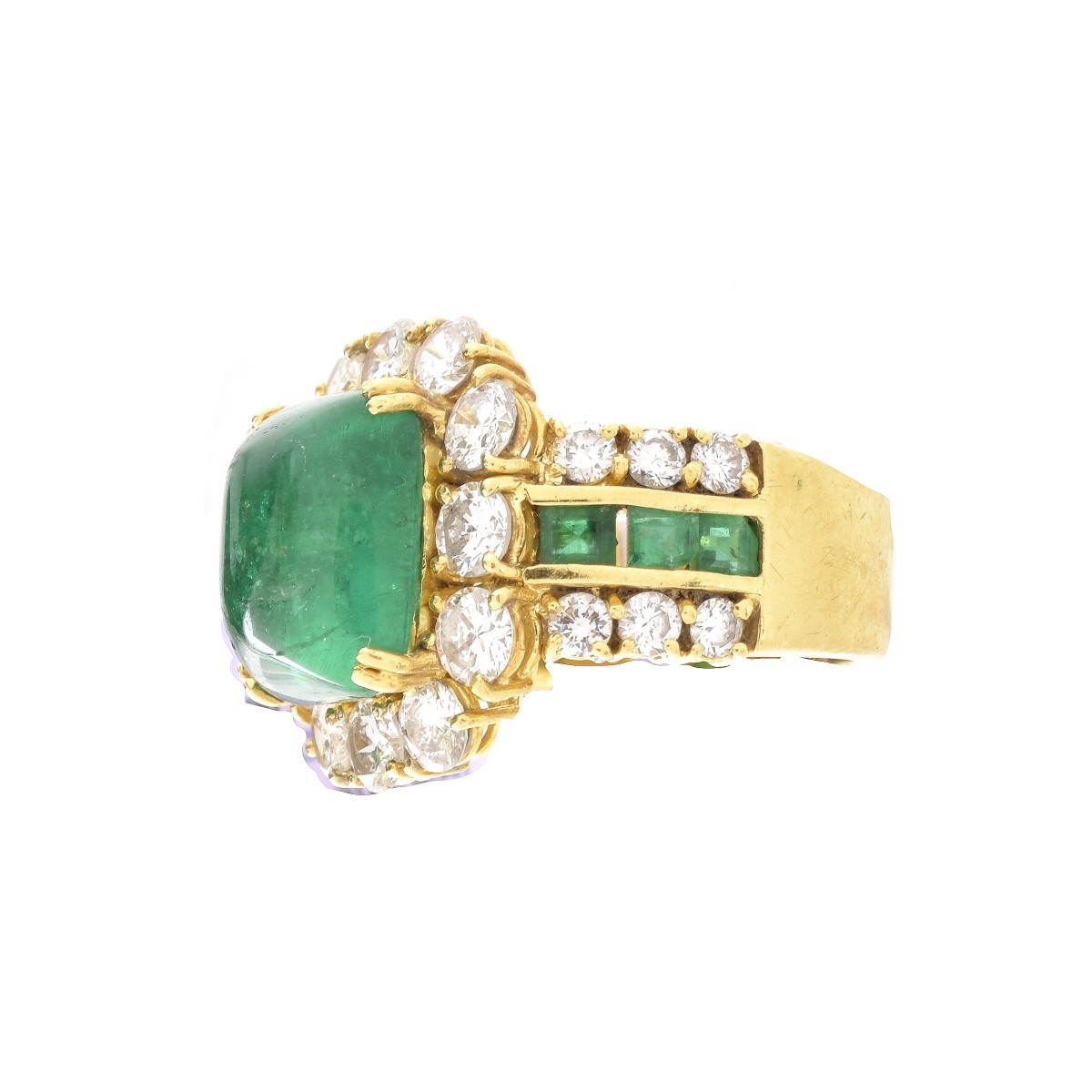 Sugarloaf Emerald, Diamond and 18K Ring
