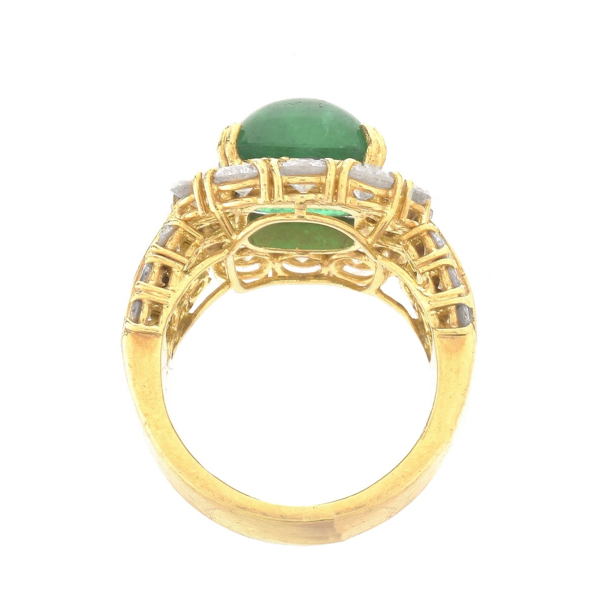 Sugarloaf Emerald, Diamond and 18K Ring