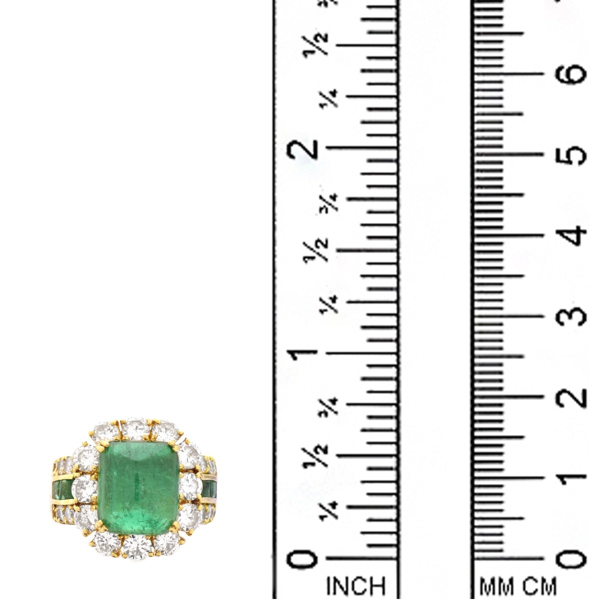 Sugarloaf Emerald, Diamond and 18K Ring