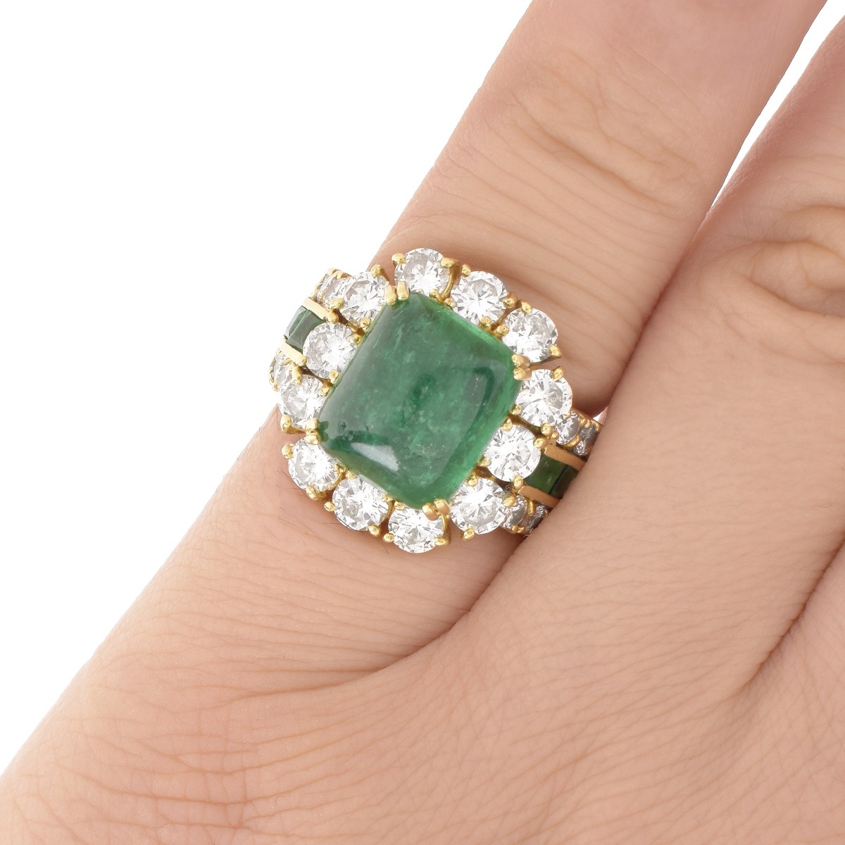 Sugarloaf Emerald, Diamond and 18K Ring