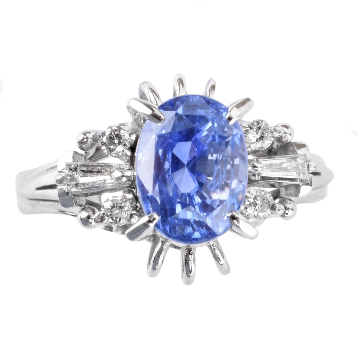 Sapphire, Diamond and Platinum Ring