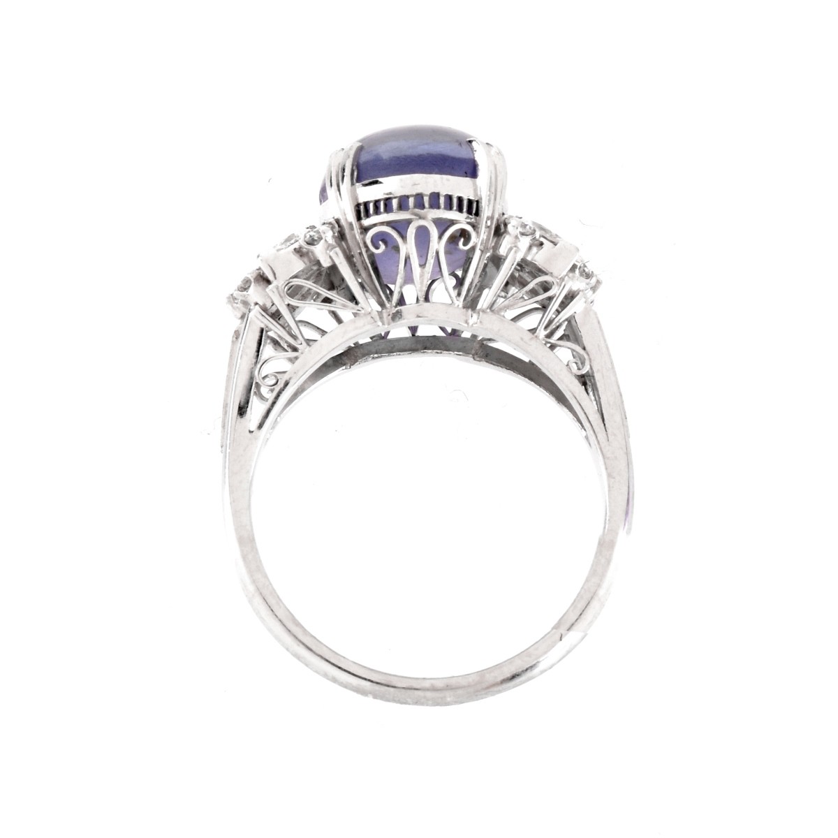 Sapphire, Diamond and Platinum Ring