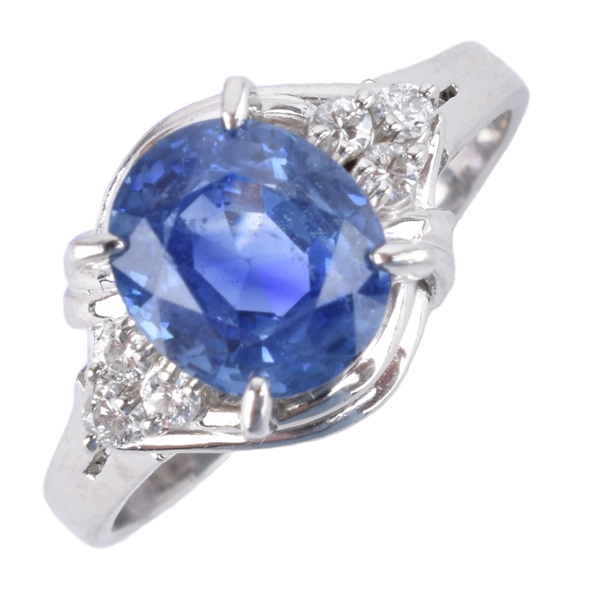 Sapphire, Diamond and Platinum Ring