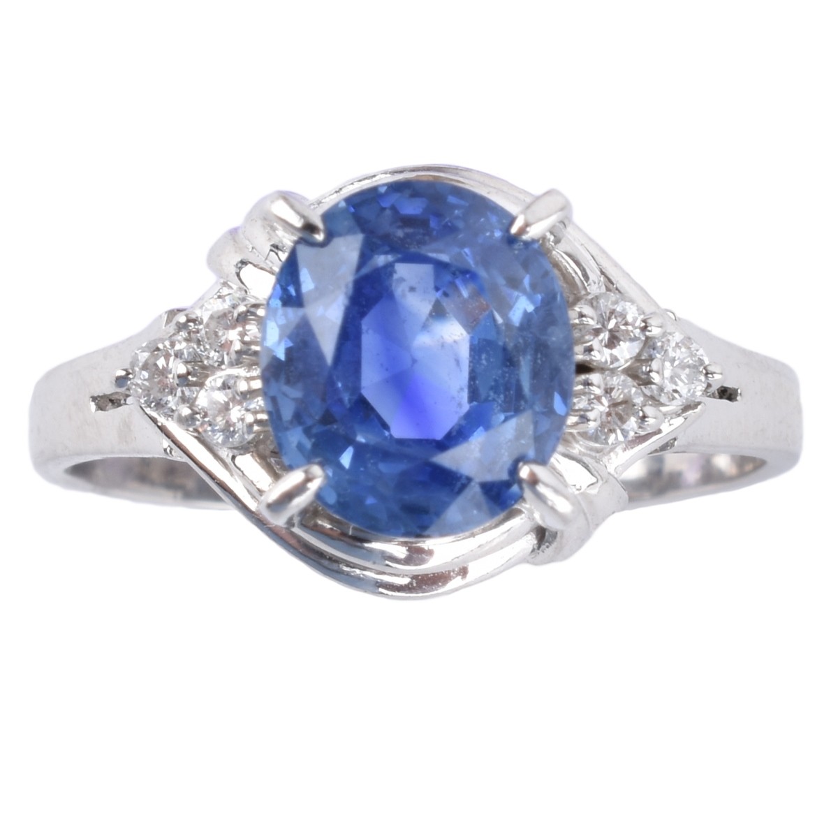 Sapphire, Diamond and Platinum Ring