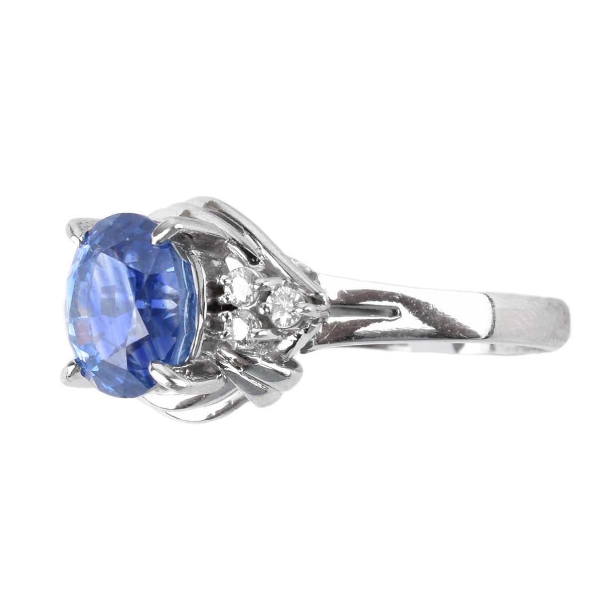 Sapphire, Diamond and Platinum Ring