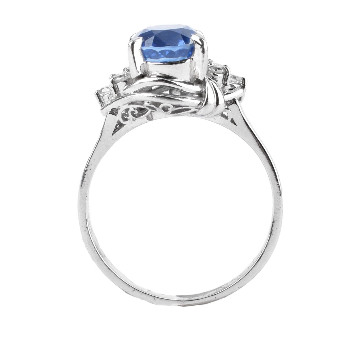 Sapphire, Diamond and Platinum Ring
