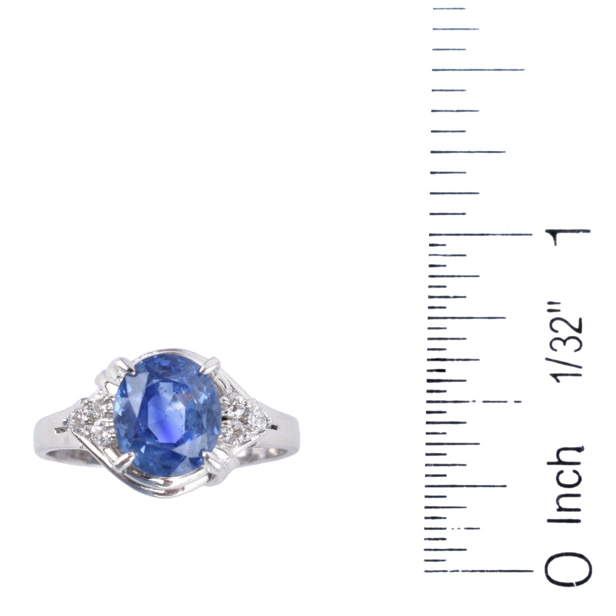 Sapphire, Diamond and Platinum Ring