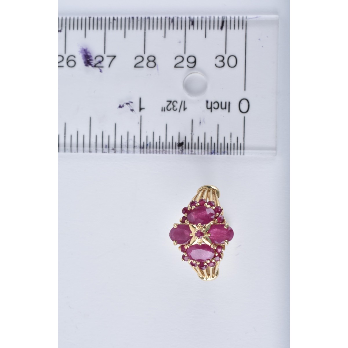 Ruby, Diamond and Platinum Ring