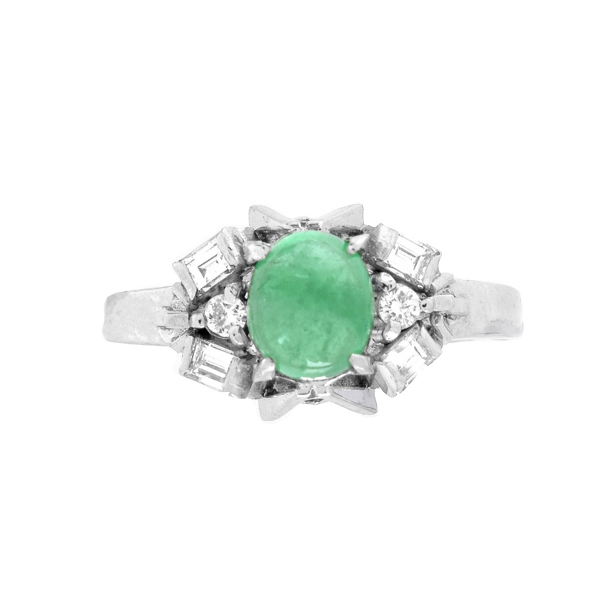 Emerald, Diamond and Platinum Ring