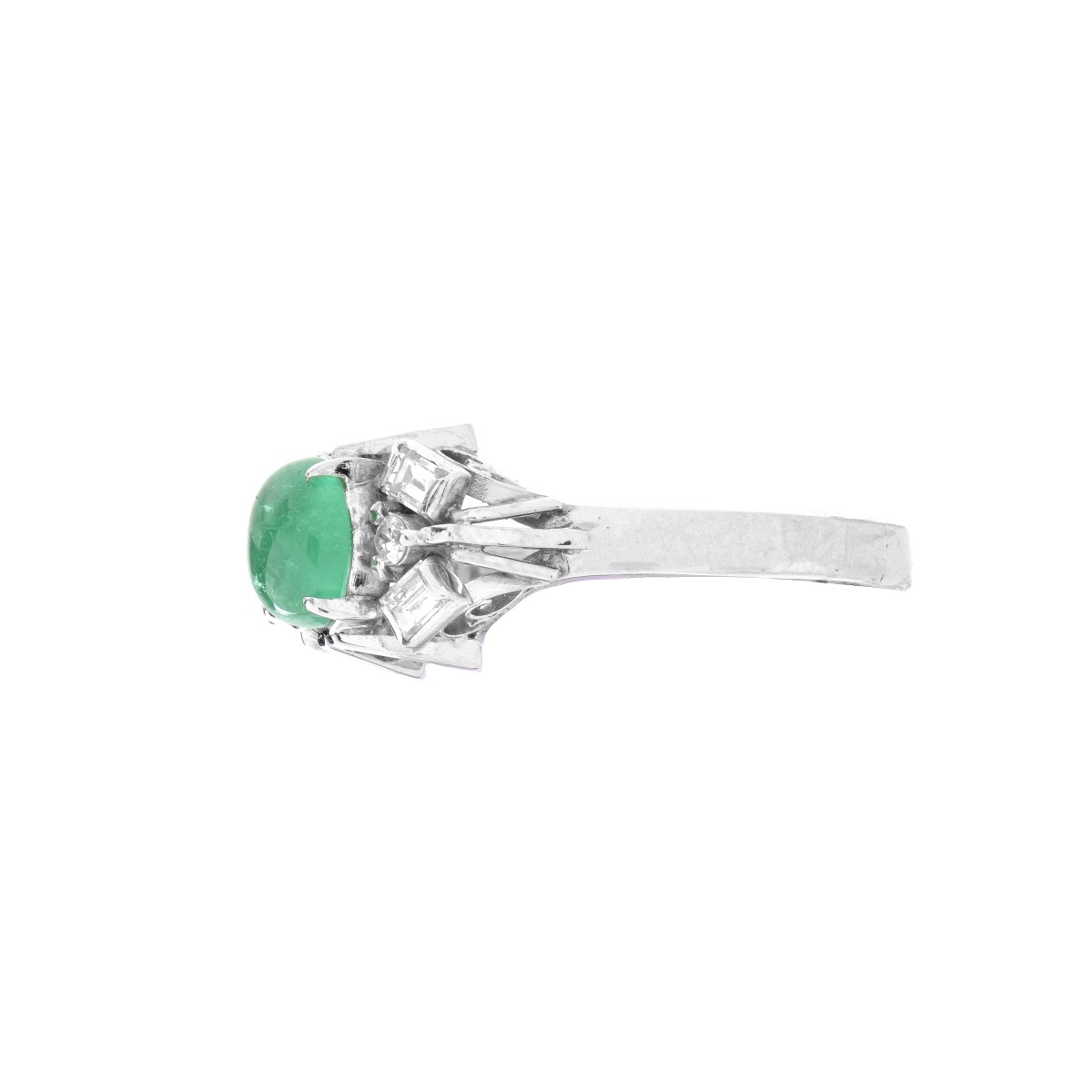 Emerald, Diamond and Platinum Ring