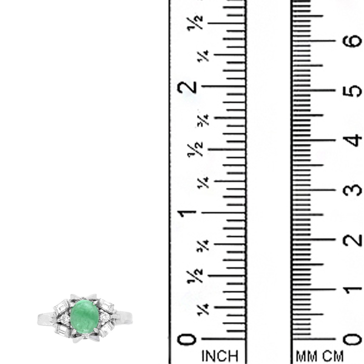 Emerald, Diamond and Platinum Ring