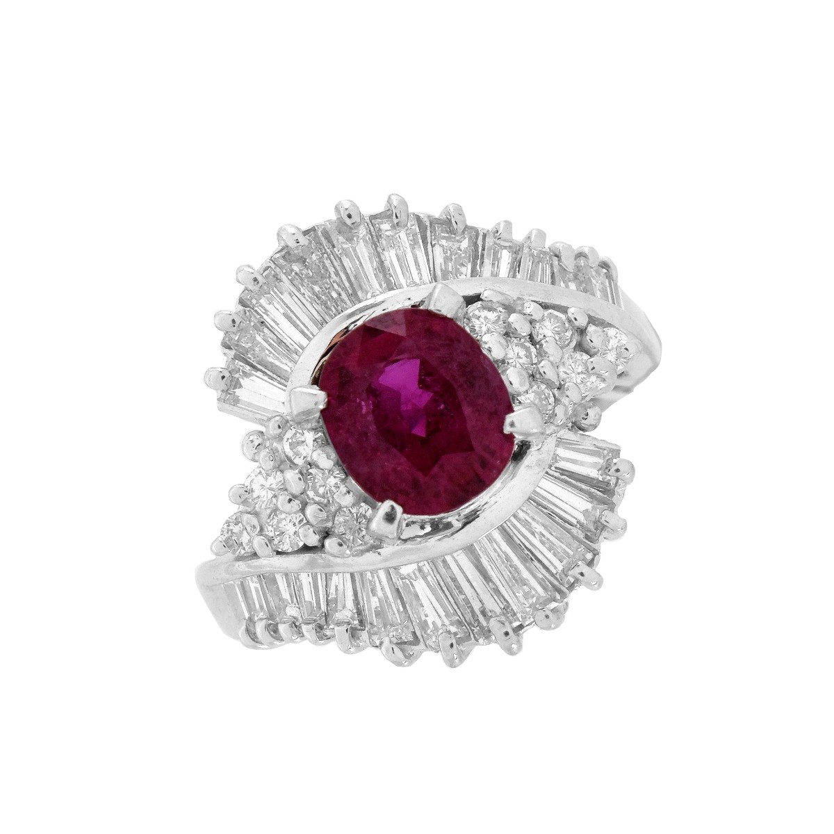 Ruby, Diamond and Platinum Ring