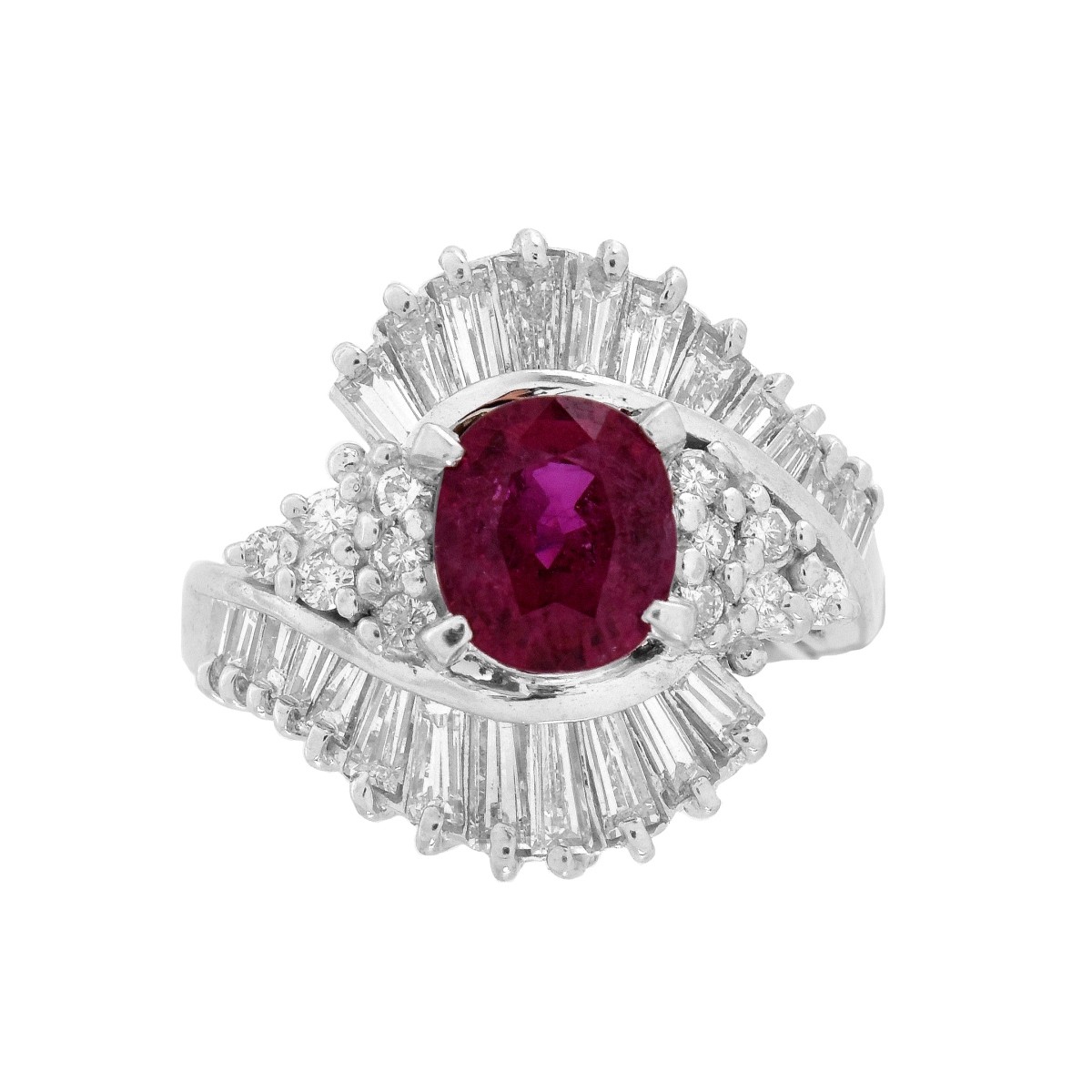 Ruby, Diamond and Platinum Ring