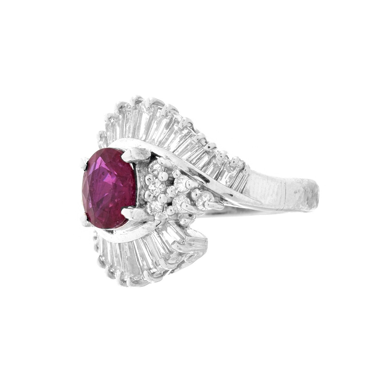 Ruby, Diamond and Platinum Ring