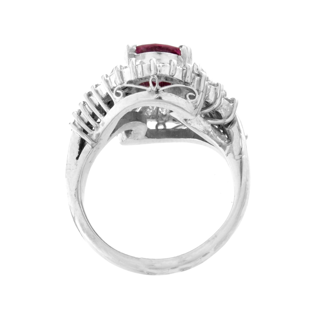 Ruby, Diamond and Platinum Ring