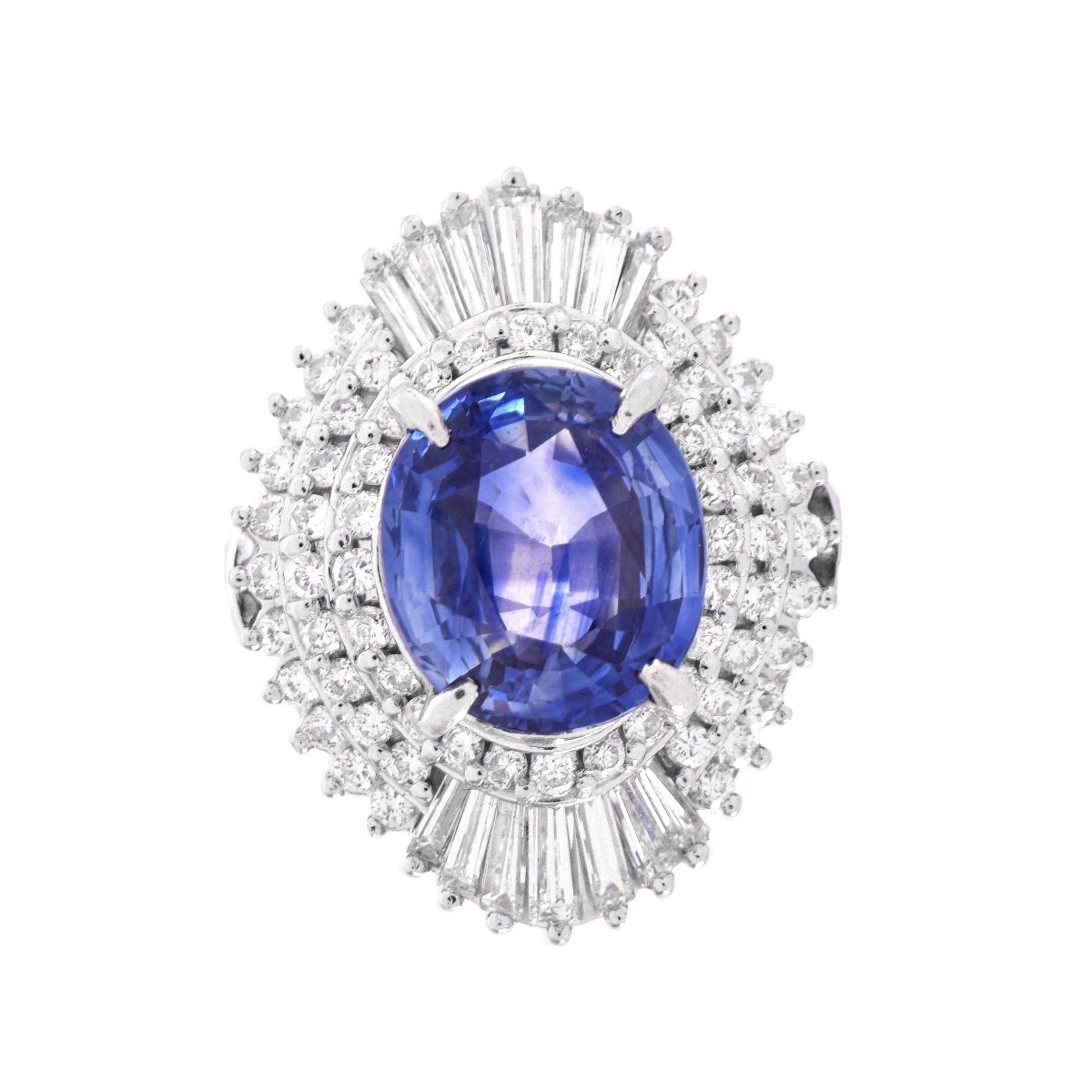 Sapphire, Diamond and Platinum Ring