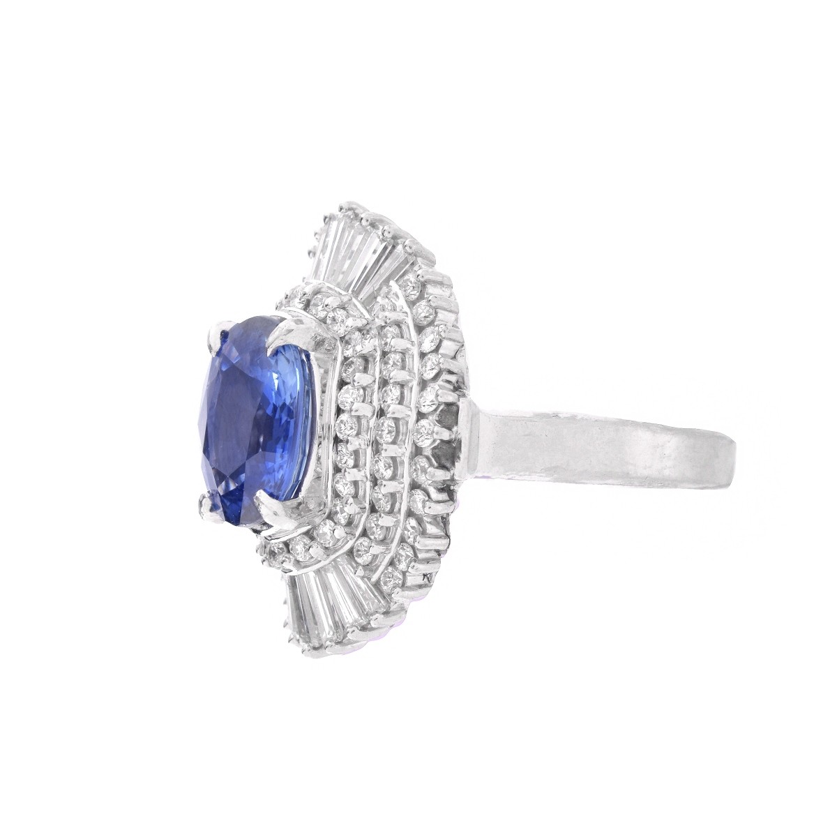 Sapphire, Diamond and Platinum Ring