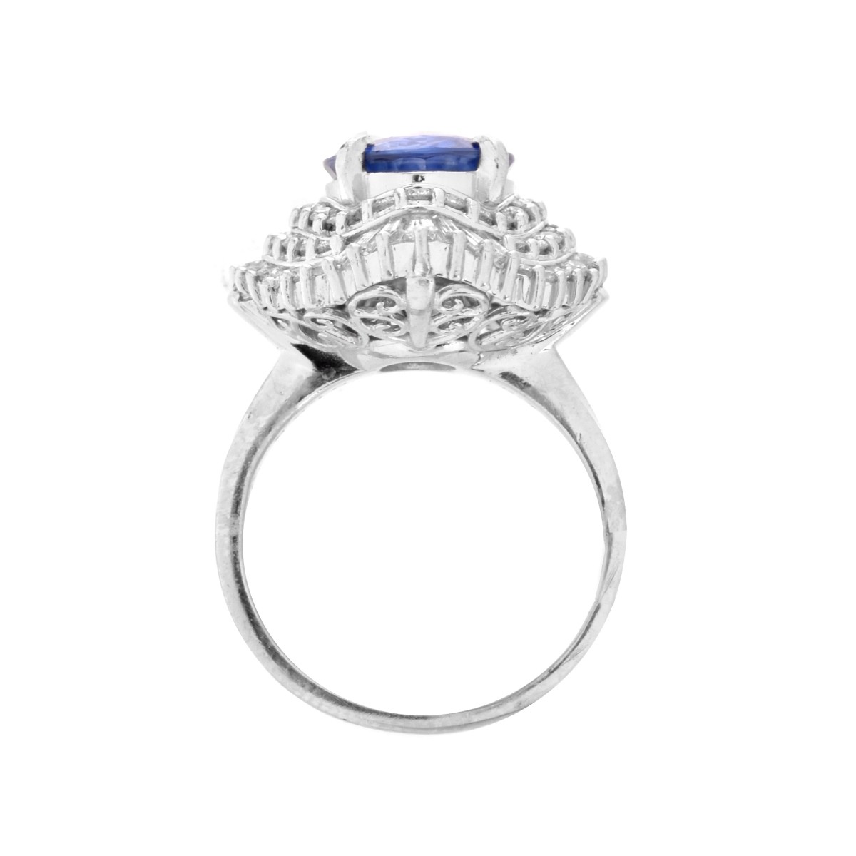 Sapphire, Diamond and Platinum Ring