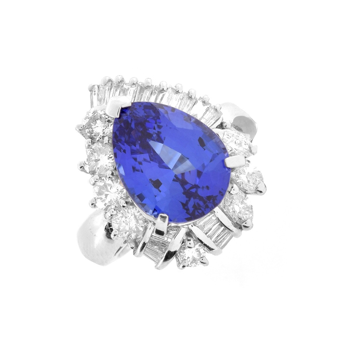 Tanzanite, Diamond and Platinum Ring