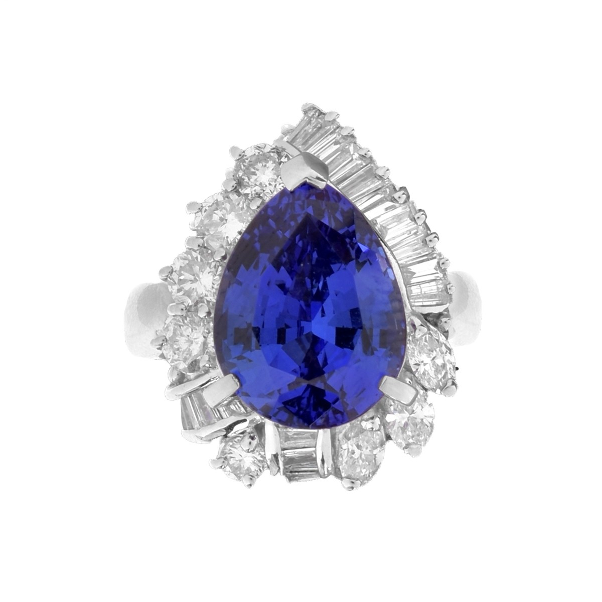 Tanzanite, Diamond and Platinum Ring